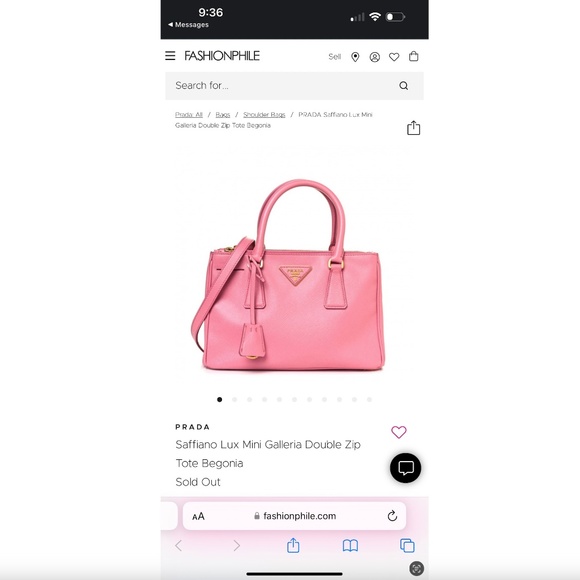 PRADA  Saffiano Lux Mini Galleria Double Zip Tote Begonia - Picture 3 of 16